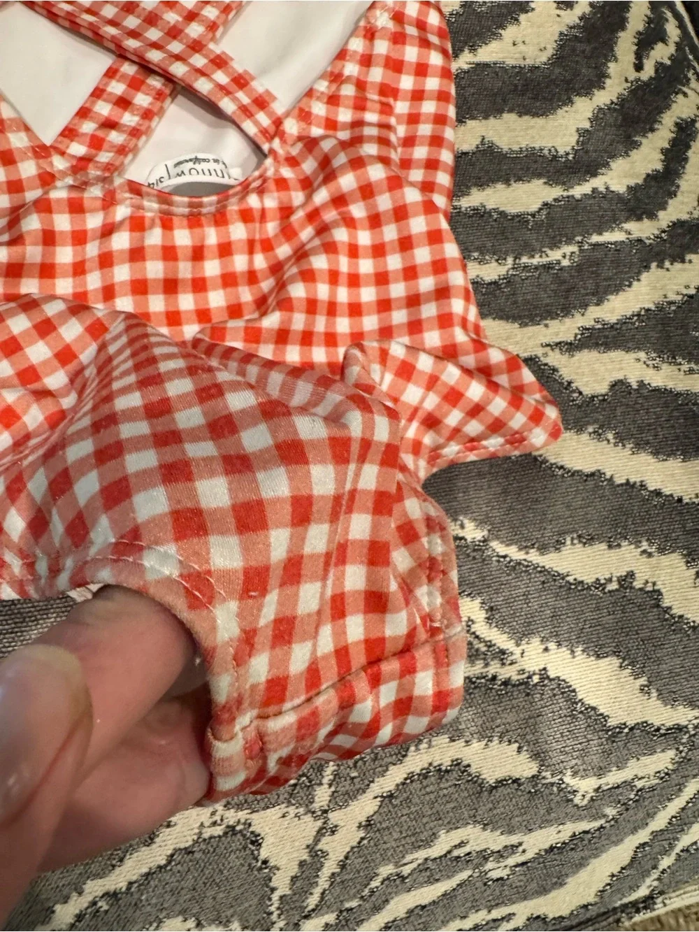 GUC MINNOW 3/4 Orange/Burnt Red Gingham plaid One-Piece Swimsuit